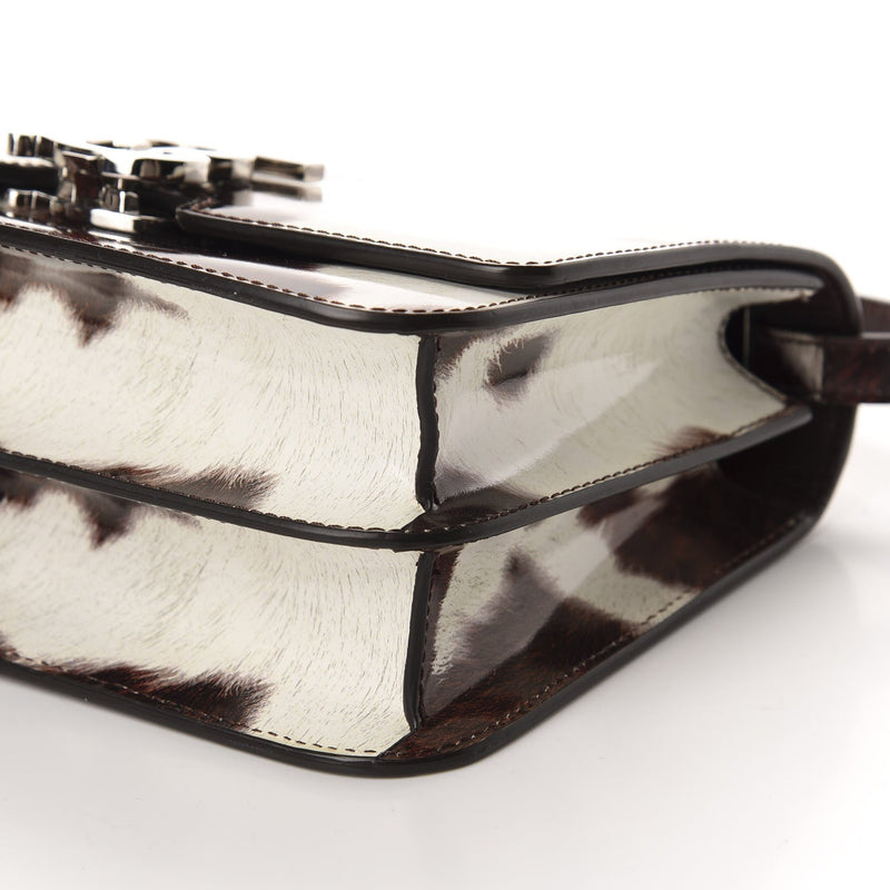 BURBERRY Patent Calfskin Cow Print Small TB Bag - SMY Digital