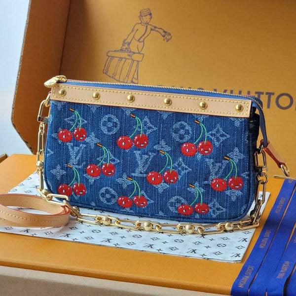 Pre Loved Louis Vuitton x Takashi Murakami Cherry Denim Pochette