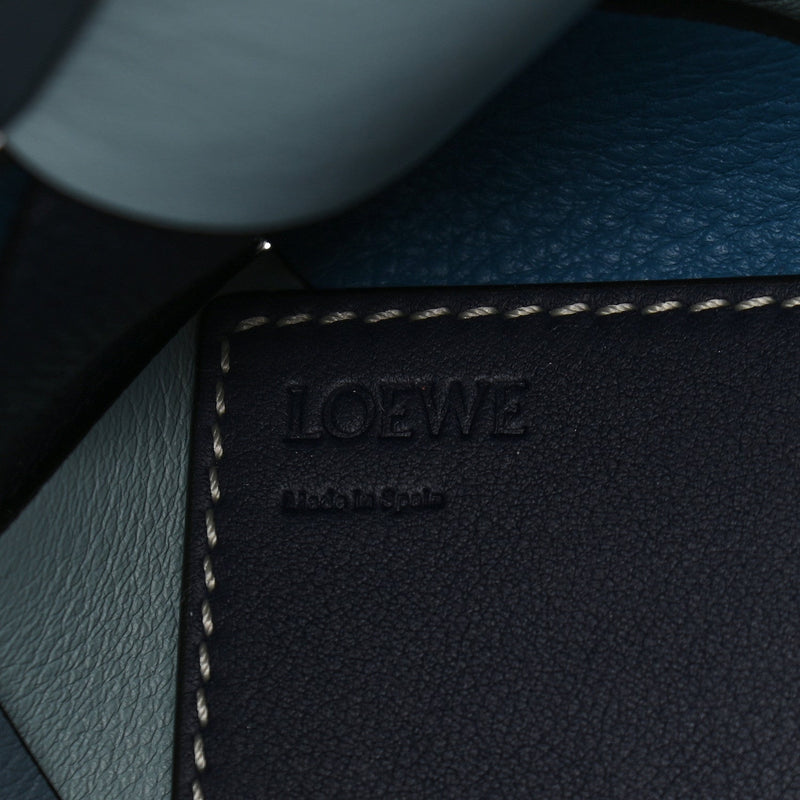 LOEWE Calfskin Small Woven Basket Surplus Bag Steel Blue Crystal Blue - SMY Digital
