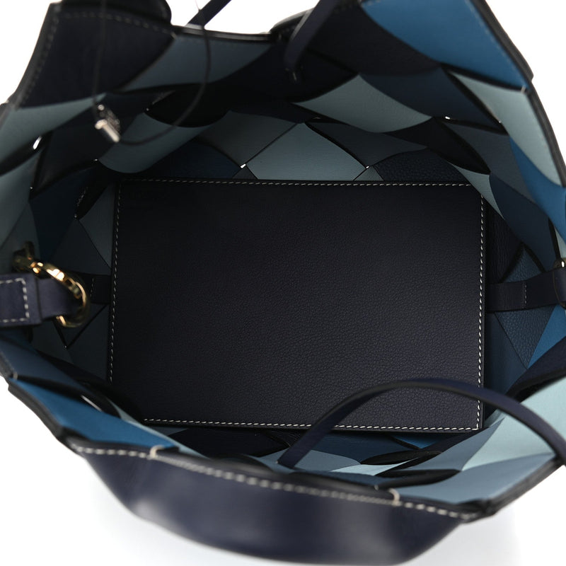 LOEWE Calfskin Small Woven Basket Surplus Bag Steel Blue Crystal Blue - SMY Digital