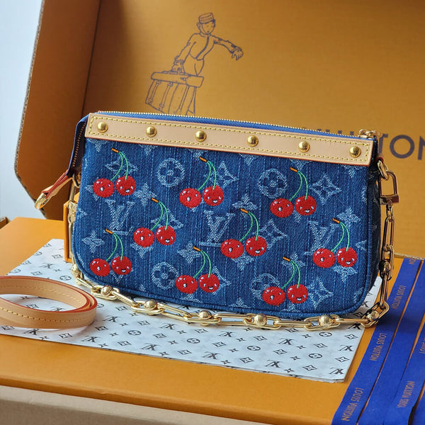 Pre Loved Louis Vuitton x Takashi Murakami Cherry Denim Pochette