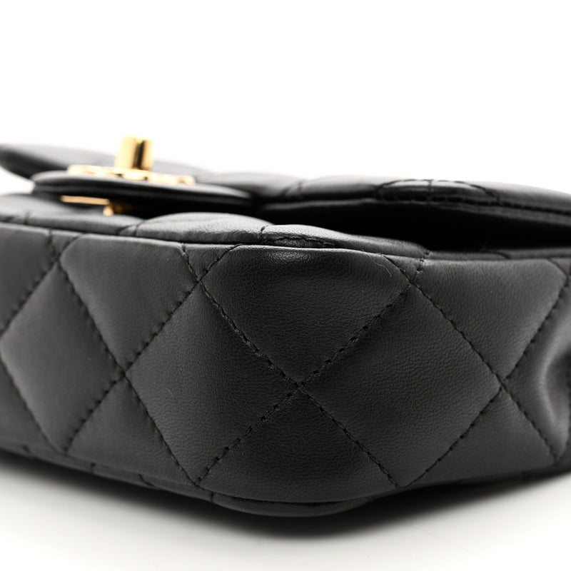 Chanel 24C Acrylic Handle Square Flap Bag – Black Lambskin with Gold Chain