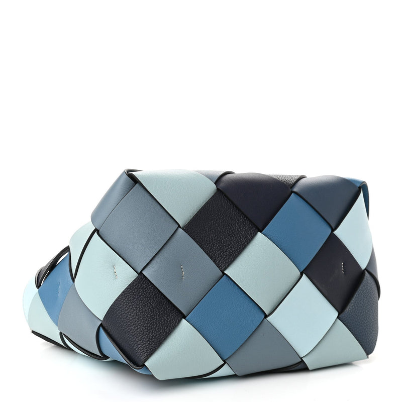 LOEWE Calfskin Small Woven Basket Surplus Bag Steel Blue Crystal Blue - SMY Digital