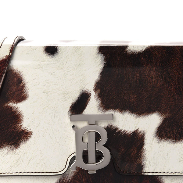 BURBERRY Patent Calfskin Cow Print Small TB Bag - SMY Digital