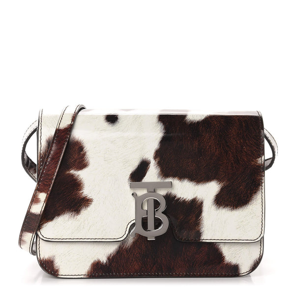 BURBERRY Patent Calfskin Cow Print Small TB Bag - SMY Digital
