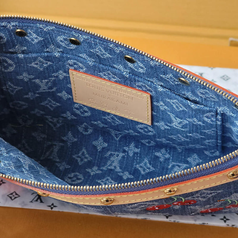 Pre Loved Louis Vuitton x Takashi Murakami Cherry Denim Pochette