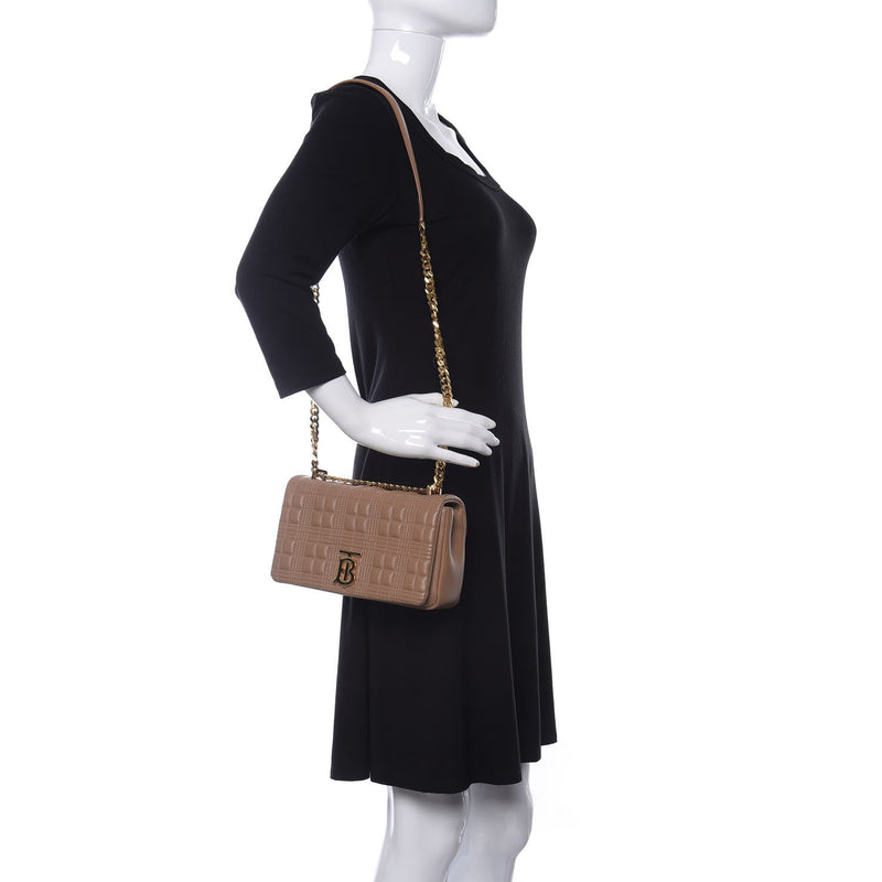 BURBERRY Lambskin Quilted Small Lola Bag Camel - SMY Digital