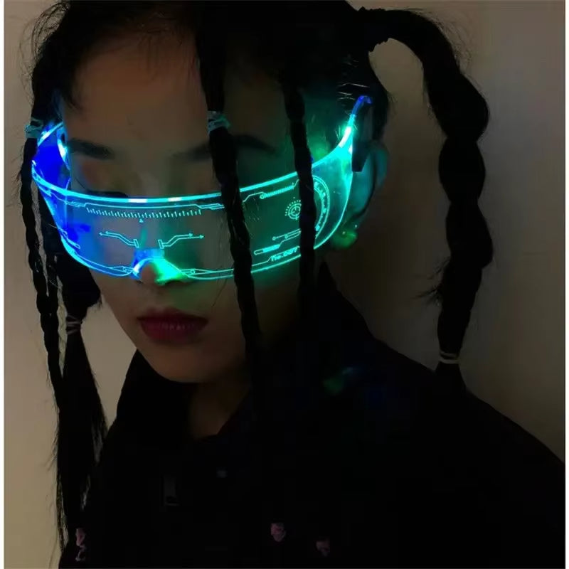 Seven Color LED Luminous Glasses – Rechargeable Cyberpunk Festival Eyewear