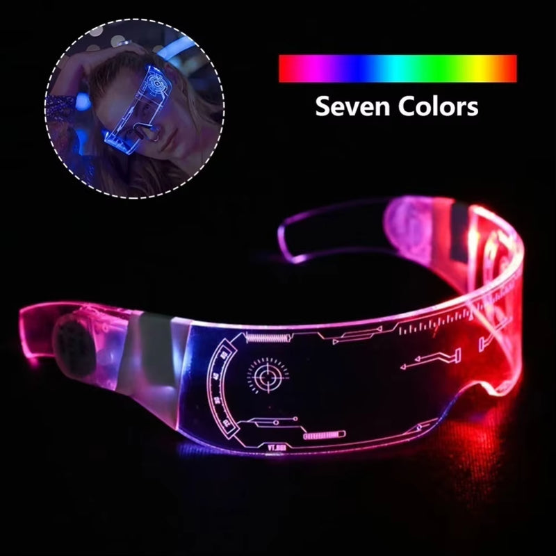 Seven Color LED Luminous Glasses – Rechargeable Cyberpunk Festival Eyewear