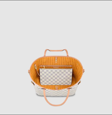 Pre-Loved LV NEVERFULL MM Damier Azur coated canvas