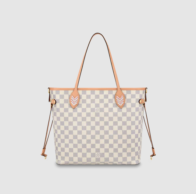 Pre-Loved LV NEVERFULL MM Damier Azur coated canvas