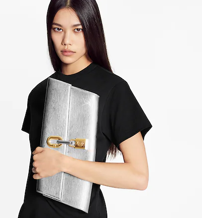 Pre-Loved  LV BLADE CLUTCH Silver