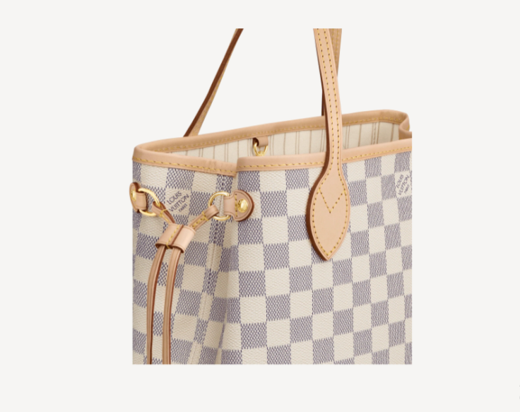 Pre-Loved LV NEVERFULL PM Damier Azur coated canvas