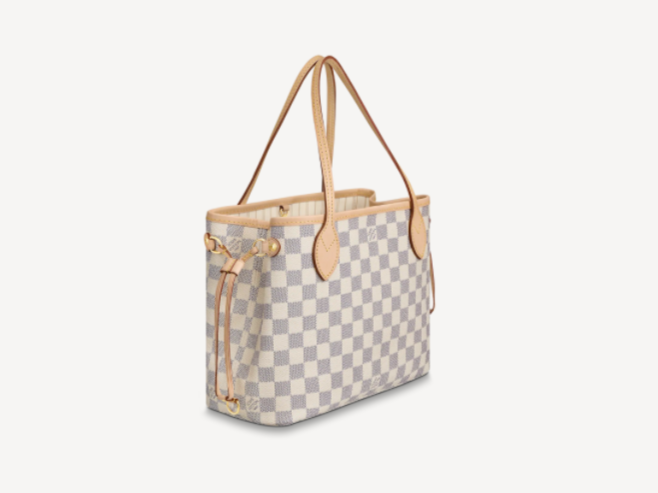 Pre-Loved LV NEVERFULL PM Damier Azur coated canvas