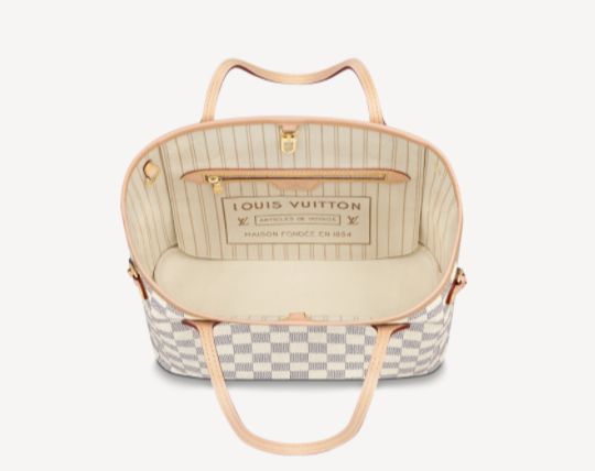 Pre-Loved LV NEVERFULL PM Damier Azur coated canvas