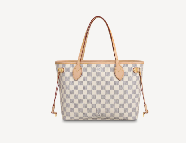 Pre-Loved LV NEVERFULL PM Damier Azur coated canvas