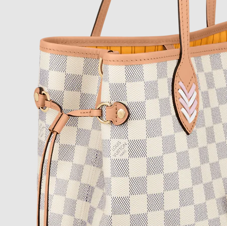 Pre-Loved LV NEVERFULL MM Damier Azur coated canvas
