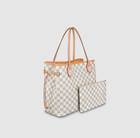 Pre-Loved LV NEVERFULL MM Damier Azur coated canvas