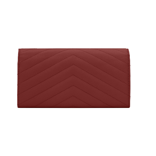 Pre-Loved Saint Laurent MONOGRAM LARGE FLAP WALLET IN QUILTED GRAIN DE POUDRE EMBOSSED LEATHER