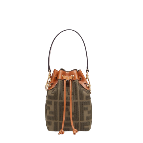 Pre-Loved Fendi MON TRESOR Green canvas mini bag