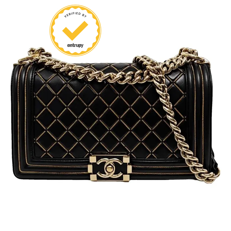 Chanel Limited Edition LeBoy Black & Gold Buckle Quilted Bag
