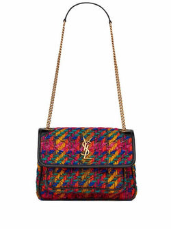 SAINT LAURENT Niki medium tweed shoulder bag - SMY Digital