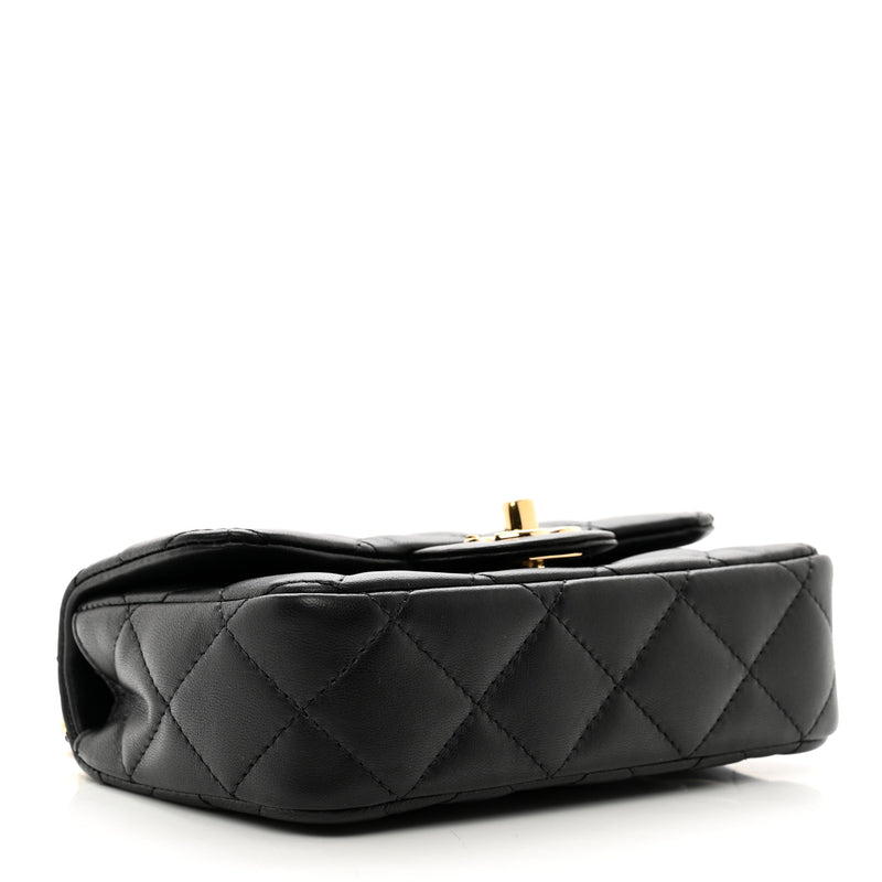 Chanel 24C Acrylic Handle Square Flap Bag – Black Lambskin with Gold Chain