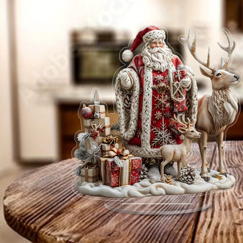 Festive Acrylic Christmas Decoration – Santa, Reindeer & Holiday House Ornaments