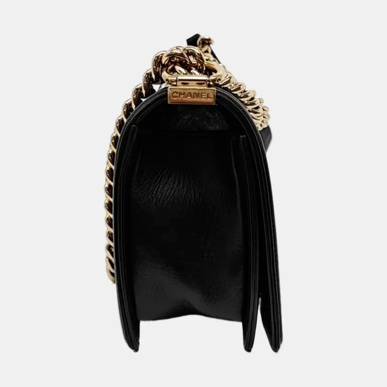 Chanel Limited Edition LeBoy Black & Gold Buckle Quilted Bag