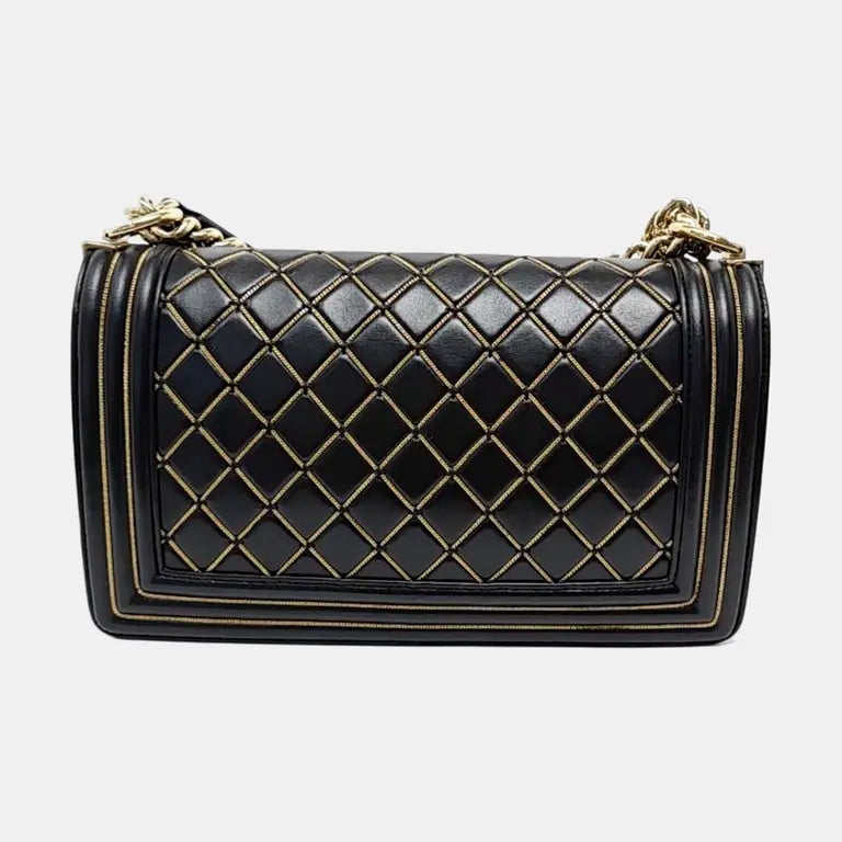 Chanel Limited Edition LeBoy Black & Gold Buckle Quilted Bag