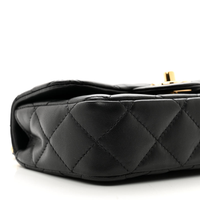 Chanel 24C Acrylic Handle Square Flap Bag – Black Lambskin with Gold Chain