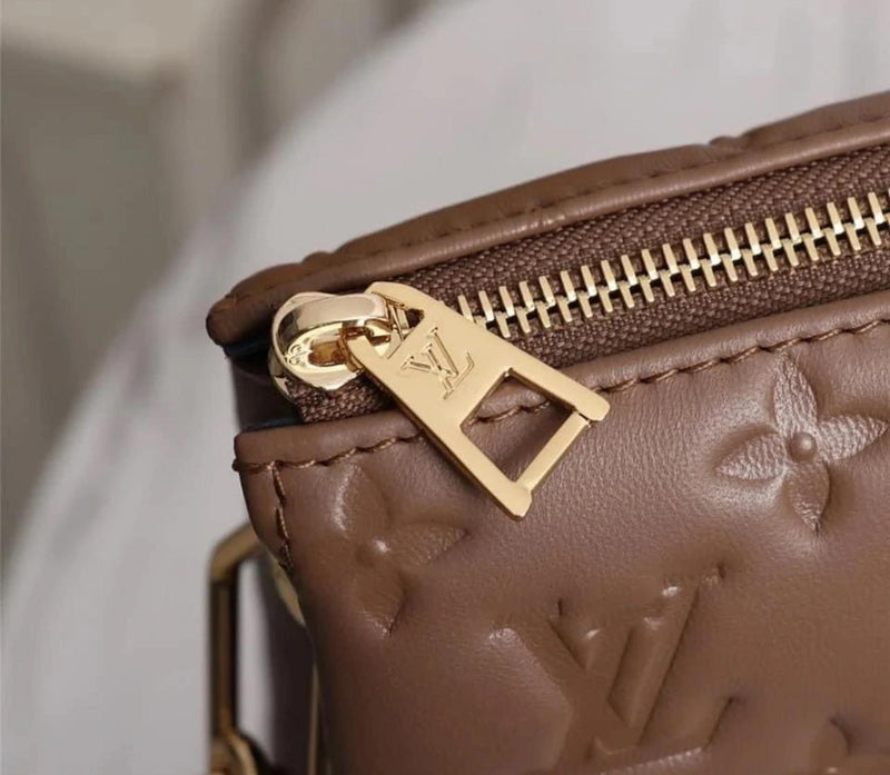 LOUIS VUITTON Lambskin Embossed Monogram Coussin PM Camel - SMY Digital