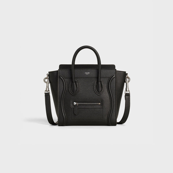 Pre-Loved Celine NANO LUGGAGE BAG IN DRUMMED CALFSKIN BLACK