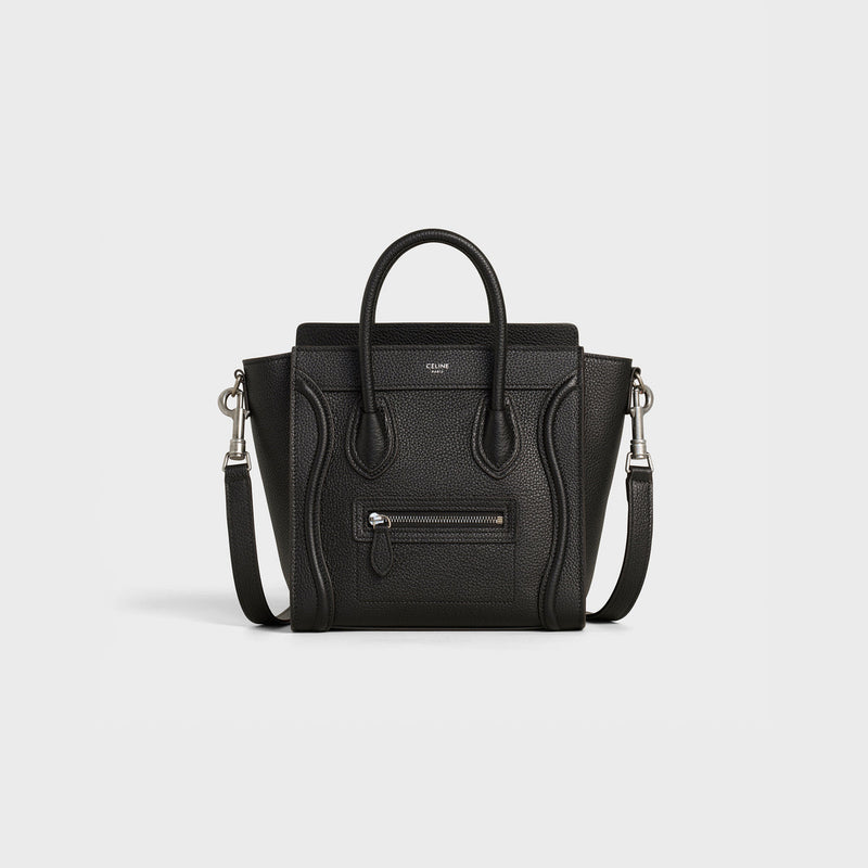 Pre-Loved Celine NANO LUGGAGE BAG IN DRUMMED CALFSKIN BLACK
