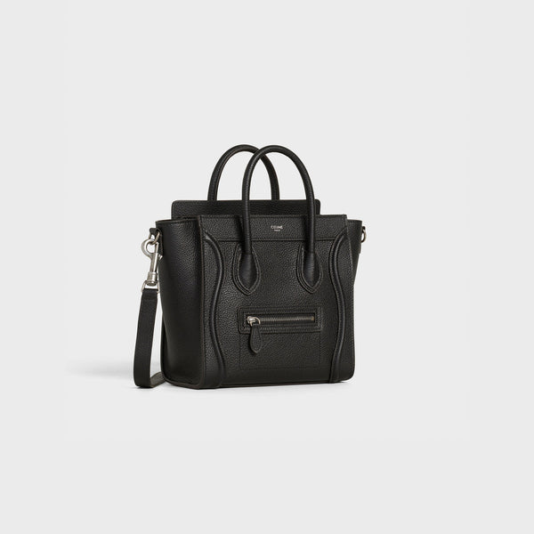 Pre-Loved Celine NANO LUGGAGE BAG IN DRUMMED CALFSKIN BLACK