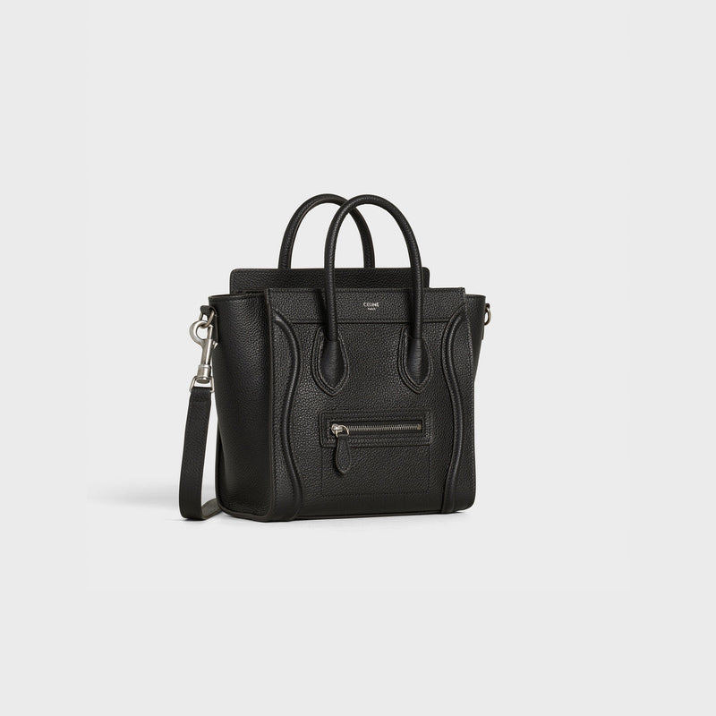 Pre-Loved Celine NANO LUGGAGE BAG IN DRUMMED CALFSKIN BLACK