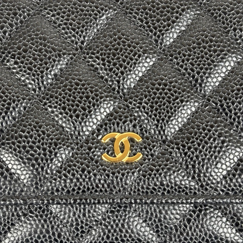Chanel WOC Black Caviar Leather Wallet on Chain – Gold Hardware, Full Set