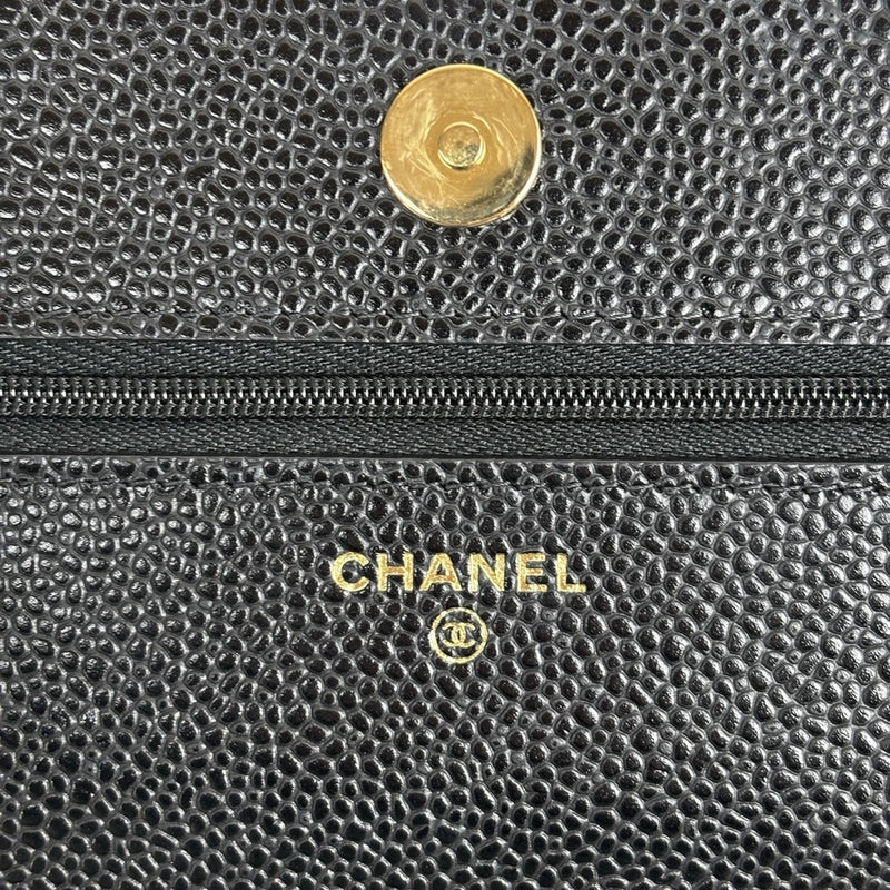 Chanel WOC Black Caviar Leather Wallet on Chain – Gold Hardware, Full Set