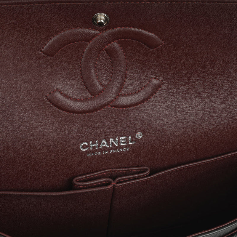 Chanel Classic Medium Double Flap Black Caviar Leather Silver Hardware with Card – Excellent Condition